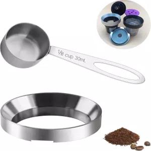 재사용 가능한 K컵 리필 키트 큐리그 1.0 및 2.0용 알루미늄 녹슬지 않는 커피 필러 금속 스쿱