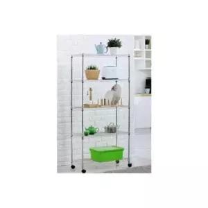 [생활] 5단 상하조절 간편이동 바퀴선반 메탈수납선반750