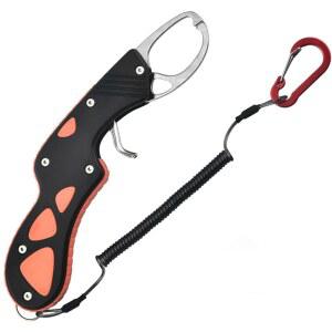 ADOFUN 피시 그립 물고기 잡는 기구 잡이 피싱 캐처 녹에 강하다 경량 컴팩트 설계 카라비너 포함 스파이럴 코드 바다낚시 배스 낚시 구멍 연못 배 바위 낚시, 멀리 사비키 케이스