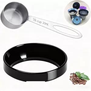 재사용 가능한 K컵 리필 키트 금속 커피 스쿱 알루미늄 필러 K 1.0/2.0 및 플라스틱 캡슐(블랙)에 채울 수