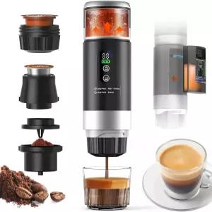 탈착식 배터리가 장착된 휴대용 에스프레소 머신 20바 미니 여행용 커피 메이커 USB-C 셀프 히팅 접지용