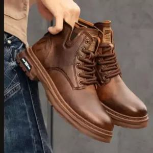 [옷자락]남성 빈티지 논슬립 지퍼 앵클 워커 숏 부츠