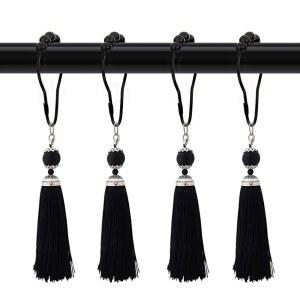 욕실 장식용 커튼 샤워 태슬 세트 방청 거실 샤워봉 12개 침실 포함된 블랙 태슬이