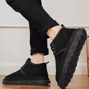 [옷자락]남성 겨울 털안감 가죽 보트 연말룩 더비 앵클 부츠