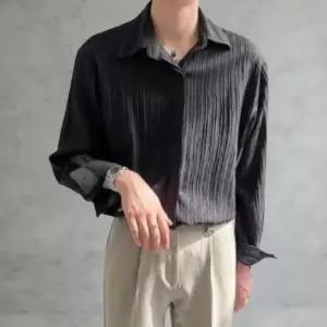 [옷자락]남성 단색 세로 스트라이프 디자인 루즈핏 셔츠