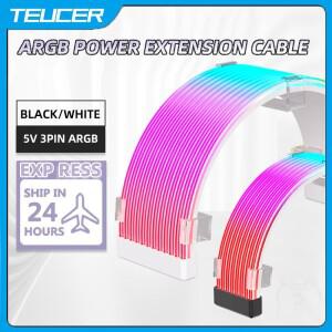 TEUCER X8P/X12P ARGB LED 라이트 스트립 24PIN/8PIN 마더보드 전원 연장 케이블 Aura Sync 플렉시블 DIY