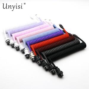 기계식 키보드용 수제 파라코드 및 PET 이중 슬리브 USB-A-USB-C C타입 코일 케이블 GX16 에비에이터