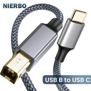 NIERBO USB B to C 프린터 케이블 C타입 코드 나일론 편조 와이어 야마하 카시오 호환 디지털 피아노 DJ 컨