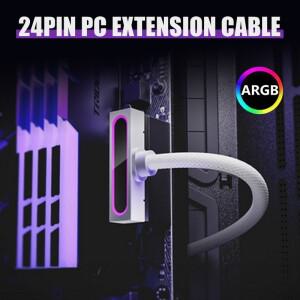 AIJS ATX 24PIN 마더보드 전원 연장 케이블(ARGB SYNC 포함) 원라인 연결 PC 코드 90 ° 디자인