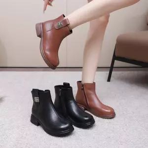 추동 여친 통굽 기모 보온안감 빅사이즈 플랫워커 워커 단화 가죽 면부츠 리얼 원픽3