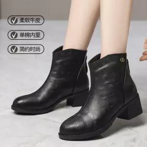 여친 가을 빈티지 워커 엠보싱 빅사이즈 면부츠 플랫워커 미들굽 리얼가죽 앵클부츠 소프트키높이 원픽3