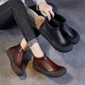 빈티지 가을 캐주얼 여사친 천연가죽 라운드 소프트워커 플랫워커 플랫 단화 앵클부츠 원픽3