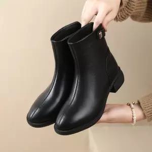 여성 워커 플랫워커 가죽 리얼 플랫 라운드 앵클 빅사이즈 통굽 폼 원픽5