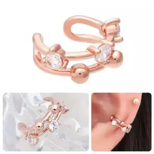 생일선물 큐빅 라인 로즈골드 귀찌 이어커프 14KGP