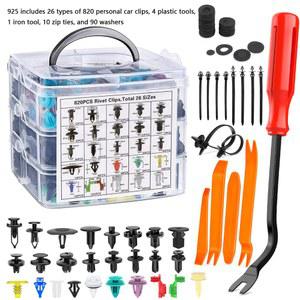 925개 자동차 클립 키트 푸시 도어 패널 패스너 리테이너 범퍼 핀 타입 트림 수리용 100개 리벳