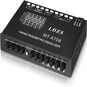 Facmogu 7밴드 자동차 오디오 이퀄라이저 조정 가능한 EQ 증폭기 그래픽 CD/AUX 입력 선택 스위치