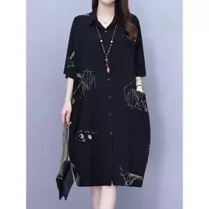 [하프클럽/화세]화세 (77까지)시크블랙펜셔츠원피스_HB5MOP075C