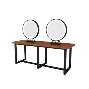 테이블 헤어샵 원목 롱테이블 거울 램프 양면 스탠드