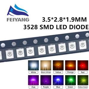슈퍼 브라이트 3528 1210 SMD LED 다이오드 레드 그린 블루 옐로우 화이트 핑크 UV 퍼플 오렌지 아이스 웜