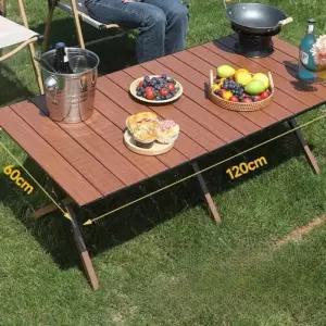 야외 피크닉 책상 경량 알루미늄 테이블 견고한 접이식 휴대용 캠핑 정원 잔디 파티용 가구