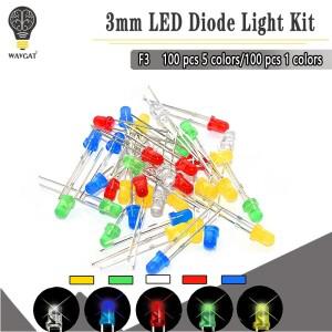 LED 다이오드 조명 모듬 키트 녹색 파란색 흰색 빨간색 구성 요소 DIY 100 PC/Lot 5mm F3 3mm