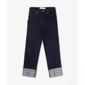 J.W.ANDERSON 로고 그리드 턴업 워크웨어 데님 팬츠 - 인디고 / DT0096PG1630870 2072944