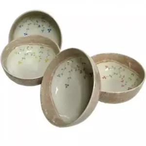 그릇 세트 야생화 4p 면기 국그릇 접시 대접 구성