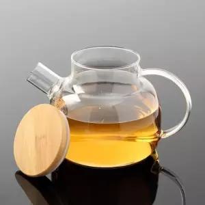 내열유리 티포트 차주전자 1L 대나무 뚜껑