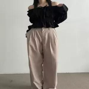 [옷은날개] 여자 청순한 스모킹 쉬폰 블라우스 긴팔 주름 프릴