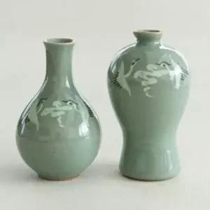 도자기 주병 매병 세트 2P 청자 운학 다기 선물용 미니어처