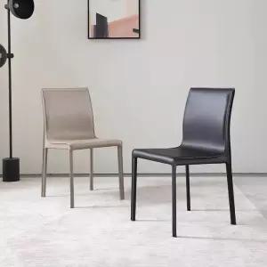 이탈리아 안장 가죽 식당 의자 홈 현대 미니멀리스트 디자이너 호텔 레스토랑 등받이 럭셔리
