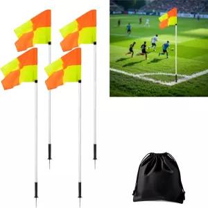 5피트 축구 코너 플래그 조절 가능한 민첩성 폴 접지 스프링 못 포함 및 4종 세트 축구장 속도 캐리백