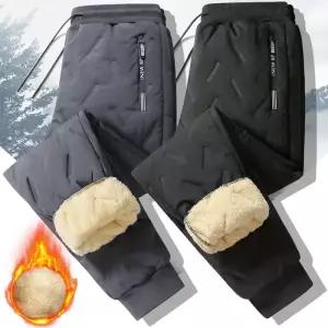겨울 운동복 남성 플러시 두꺼운 양털 Lambswool Thermal Trousers 캐주얼 바지 방수 방풍 따뜻한 코튼