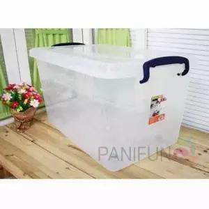 ( )리빙 정리박스 75L 옷정리함 투명대형 수납함 투명정리박스 투명바퀴