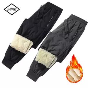 겨울 운동복 남성 플러시 두꺼운 양털 방수 방풍 따뜻한 코튼 바지 Lambswool Thermal Trousers 캐주얼