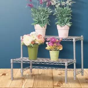 ( )실버메탈화분대2단 화분정리대 받침대 거실선반 다이