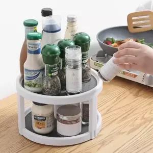 ( )양념통정리 2단 회전트레이 대 주방 360도 2단 수납 용품 정리 화장품
