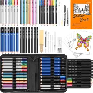 타오트리 81 성인 예술가 선물용 팩 아트 용품 프로 키트 드로잉 연필 세트 스케치 스케치북 유색 흑연