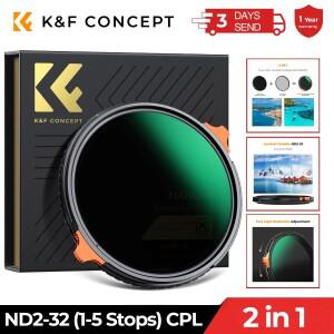 K&F CONCEPT 49-82mm 트루 컬러 VND 가변 ND2-32 및 CPL 원형 편광 렌즈 필터 2 in 1 카메라 나노-X 시리즈