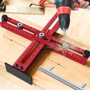 미터법/인치 캐비닛 핸들 지그 조정 가능한 펀치 로케이터 도구 드릴링 템플릿 가이드 서랍 손잡이 용 포지셔닝 눈금자