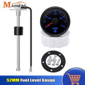 범용 연료 레벨 게이지, LED 백라이트 계량기, 해양 보트 자동차 트럭용, 2 인치, 52mm, 0-190ohm, 7 색 방수, 12V, 24V