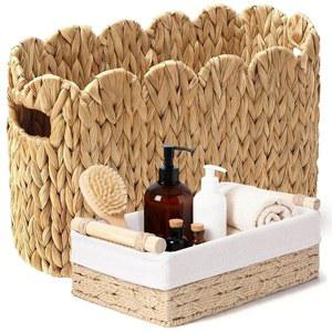 화장지 바구니 보관 욕실 가리비 정리 히아신스 천연 슬림 위커 매거진 2팩 손으로