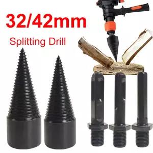 호환  42mm32mm 장작 드릴 비트 세트 3개의 손잡이 포함 나무 통나무 분할기 전기 드릴용 탈착식 장작 드릴
