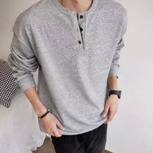 [모로엠] 남성 루즈핏 헨리넥 와플 긴팔 티셔츠 ON-TSA-QWFN0XNM