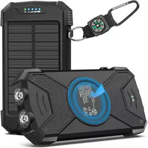 블라버 태양광 발전 뱅크 10 000mAh 휴대용 무선 충전기 휴대폰용 USB C가 장착된 20W 고속 충전 외장