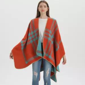 여자망토 사계절 망토 스타일리쉬 도톰 숄 트임 체크 심쿵마켓