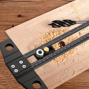 드릴 슬리브가 있는 다기능 다웰링 지그 2 in 1 드릴링 포지셔닝 크로스 라인 스코어링 눈금자 조정 가능한 마킹 스퀘어