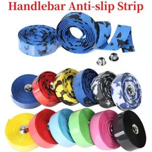 2pcs 자전거 핸들 바 테이프 코르크 스티어링 휠 커버 사이클링 미끄럼 방지 벨트 고무 붕대