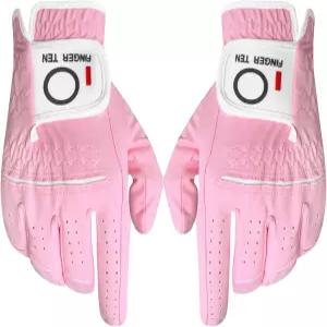 핑거 텐 여성 골프 장갑 양손 또는 왼손 2팩 올 웨더 그립과 편안한 착용감으로 진지한 퍼포먼스