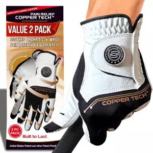 구리 테크 여성 골프 장갑 왼손 또는 오른손 2팩 유연하고 편안한 착용감을 갖춘 압축 조인트 지지대